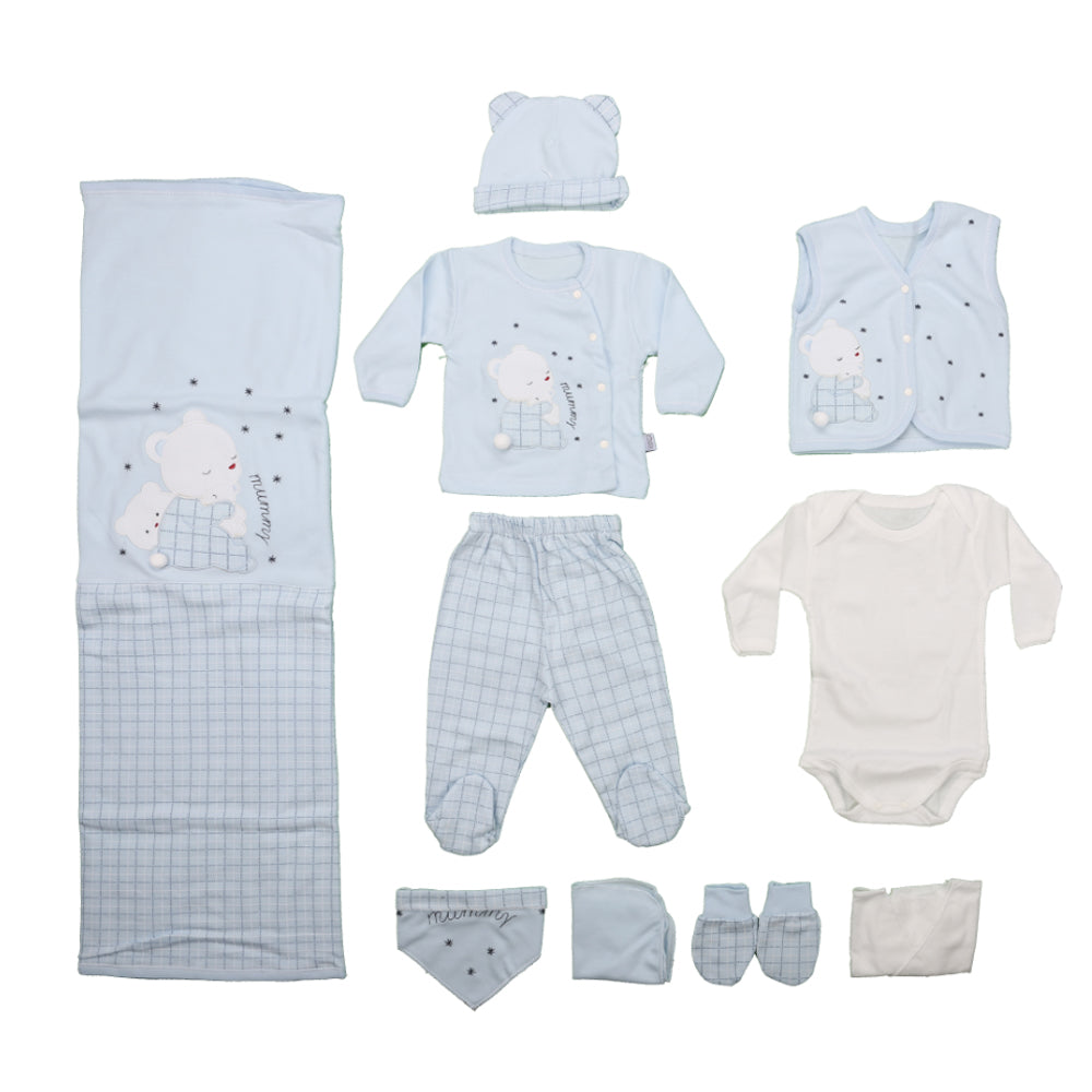 Sleep Bear Themed Hospital Outfit 10-Piece Set Newborn Blue (0-6 Months) -  023.137