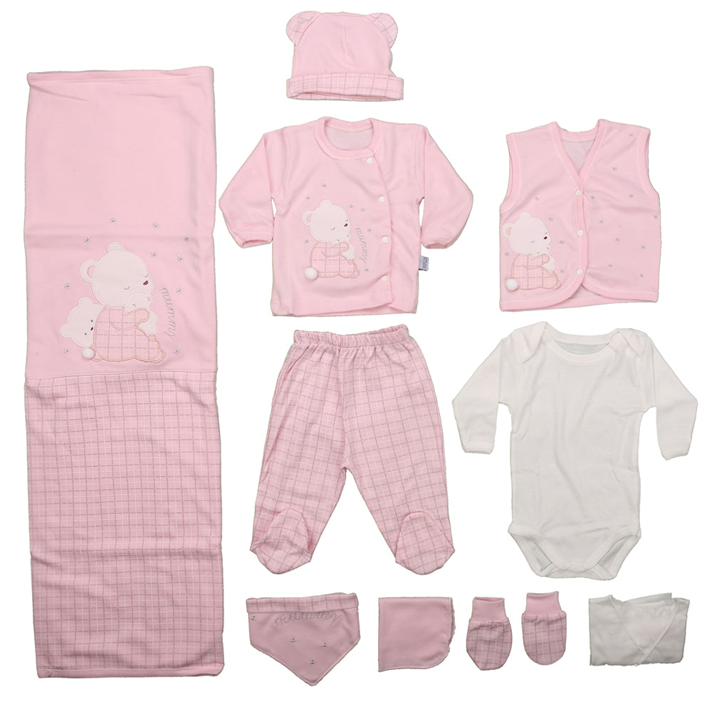 Sleep Bear Themed Hospital Outfit 10-Piece Set Newborn Pink (0-6 Months) -  023.137