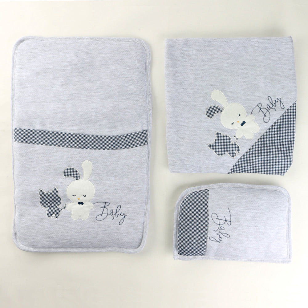 Cat Baby Diaper Changing Cushion, Blanket And Pillow Grey - 024.1520