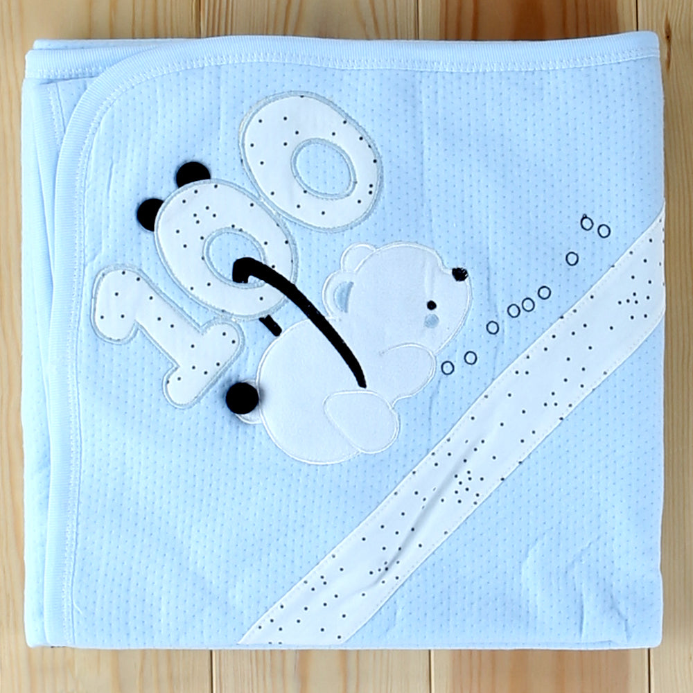 Ponpon Quilted Themed Baby Blanket Blue - 024.3536
