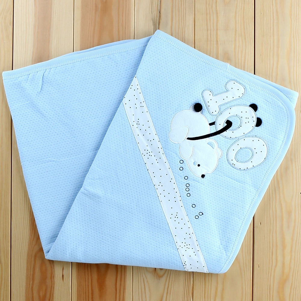 Ponpon Quilted Themed Baby Blanket Blue - 024.3536