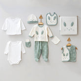 Rabbit Themed Hospital Outfit 10-Piece Set Newborn Green (0-6 Months) - 024.6618