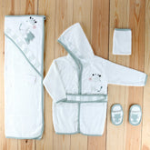 Cat Themed Baby Bathrobe Set Green (0-24 Months) - 024.864