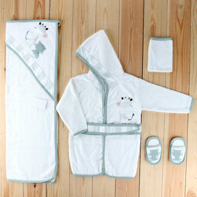 Cat Themed Baby Bathrobe Set Green (0-24 Months) - 024.864