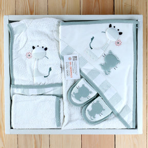 Cat Themed Baby Bathrobe Set Green (0-24 Months) - 024.864