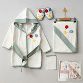 Cute Face Themed Baby Bathrobe Set Green (0-24 Months) - 024.884