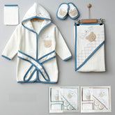 Sweet Bear Themed Baby Boy Bathrobe Set (0-24 Months) - 024.889