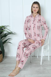 Flower Pattern Women's Pajamas Pink - 0249