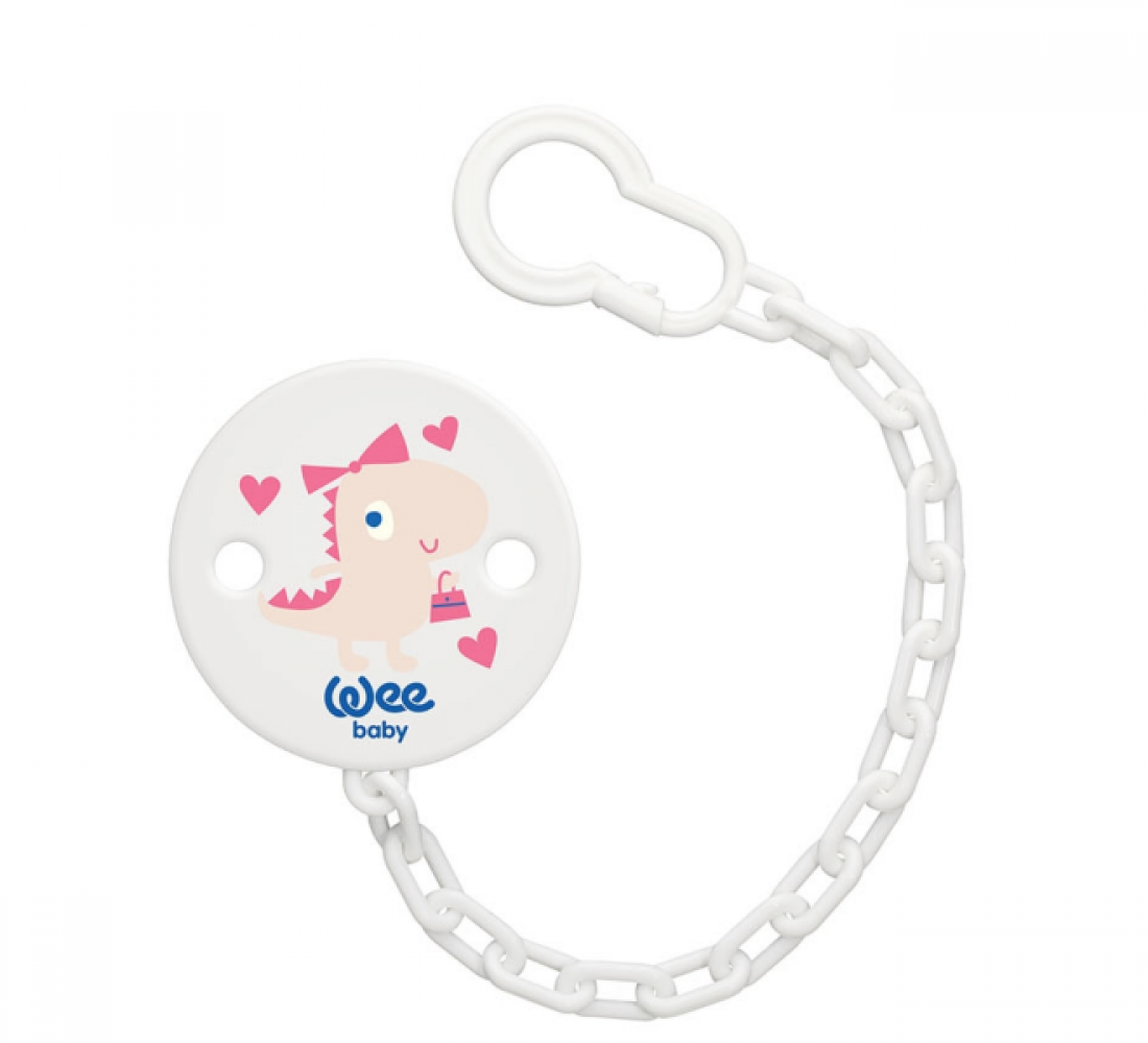 Dinosaur Themed Baby Girl Pacifier Cord White - 035.901