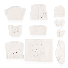 Rabbit&Bear Themed Hospital Outfit 10-Piece Set Newborn Baby Ecru (0-6 Months) -  B047.10036.03