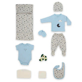 Moon Themed Hospital Outfit 10-Piece Set Newborn Baby Boys Blue (0-6 Months) - 047.10058.01