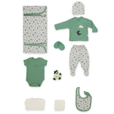 Moon Themed Hospital Outfit 10-Piece Set Newborn Baby Boys Green (0-6 Months) - 047.10058.18