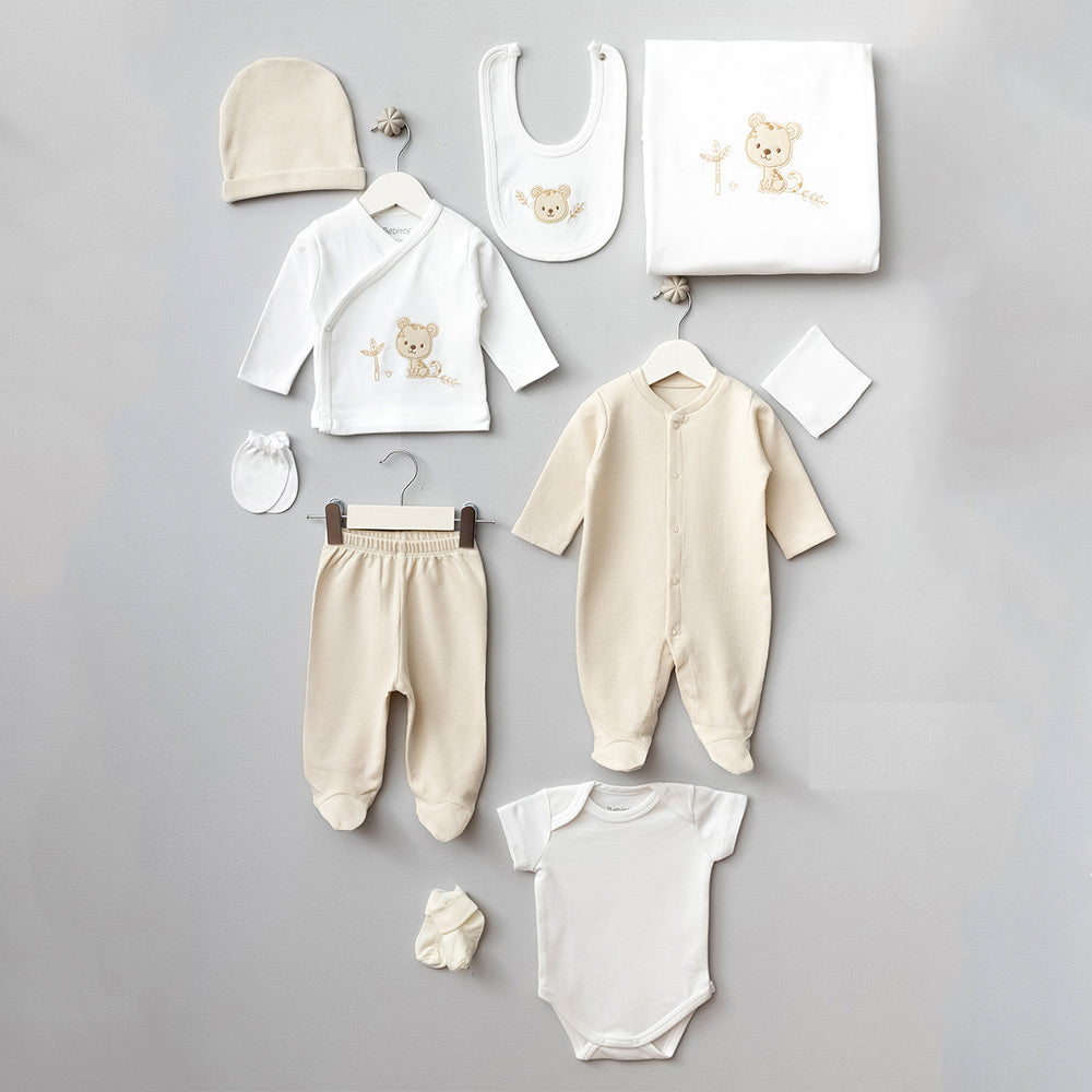 Tiger Themed Hospital Outfit 10-Piece Set Newborn Ecru (0-6 Months) - 047.10095.03