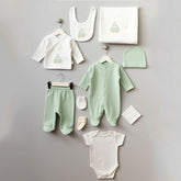 Car Themed Hospital Outfit 10-Piece Set Newborn Baby Boy Green (0-6 Months) - 047.10109.18