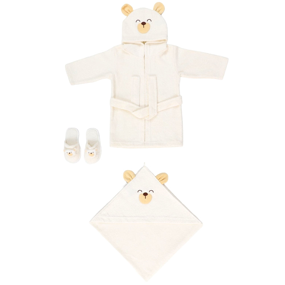 Cute Dog Themed Baby Bathrobe Set Coffee (0-24 Months) - 047.30041.07