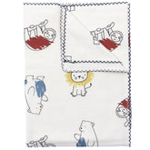 Bear And Lion Flannel Themed Baby Blanket White - 047.95062.10