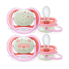 Star Themed Dual Ultra Air Night Baby Girl Pacifier Pink (6-18 Months) - 061.37622