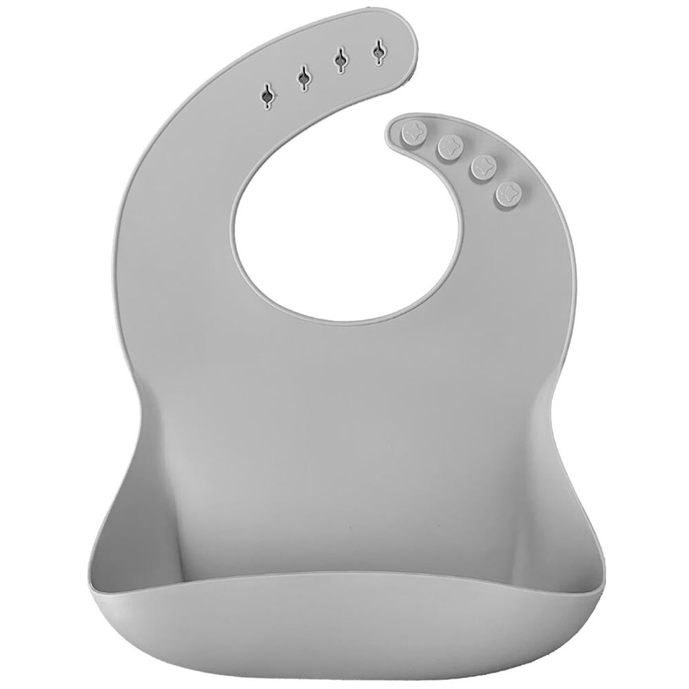 Adjustable Neck Silicone Basics Baby Bib Grey (6 Months+) - 063.1300004