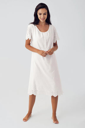 Woven Maternity & Nursing Nightgown Ecru - 10117