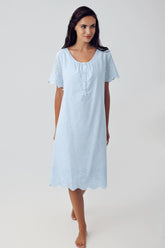 Woven Maternity & Nursing Nightgown Blue - 10117