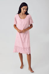 Woven Maternity & Nursing Nightgown Powder - 10117