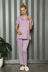 Simple Maternity & Nursing Pajamas Lilac - 1143