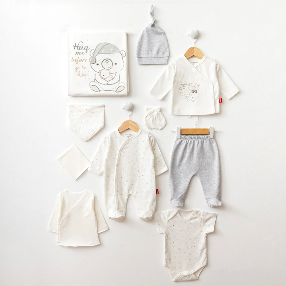 Hug Me Themed Hospital Outfit 10-Piece Set Newborn Baby Grey (0-6 Months) - 125.1080