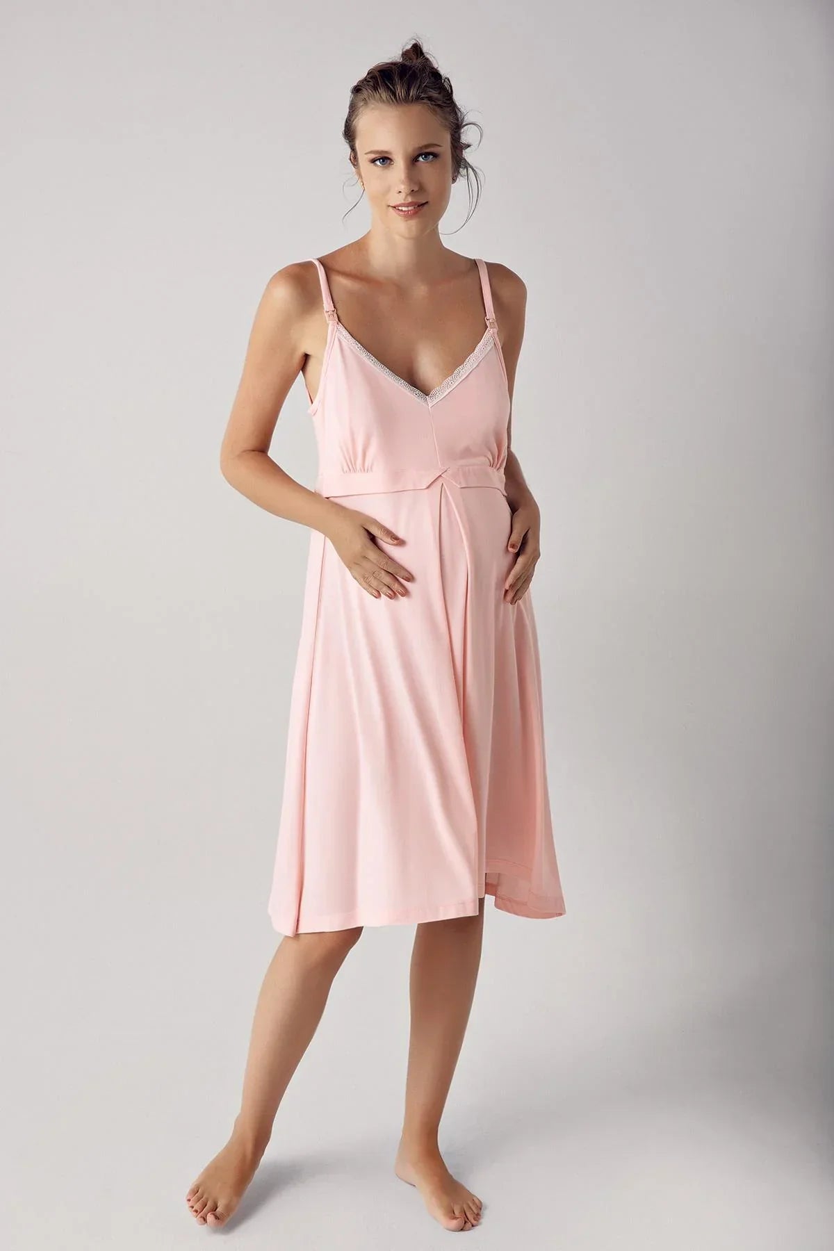 Strappy Maternity & Nursing Nightgown Powder - 13127