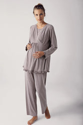 Double Breasted Maternity & Nursing Pajamas Coffee - 13201