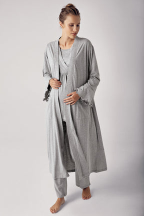 Double Breasted 4 Pieces Maternity & Nursing Set Grey - 300112