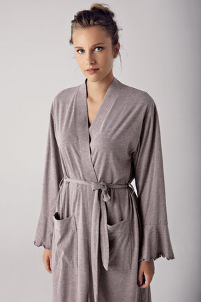 Melange Cotton Maternity Robe Coffee - 13502