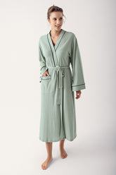 Striped Maternity Robe Green - 14502