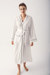 Striped Maternity Robe Ecru - 14502