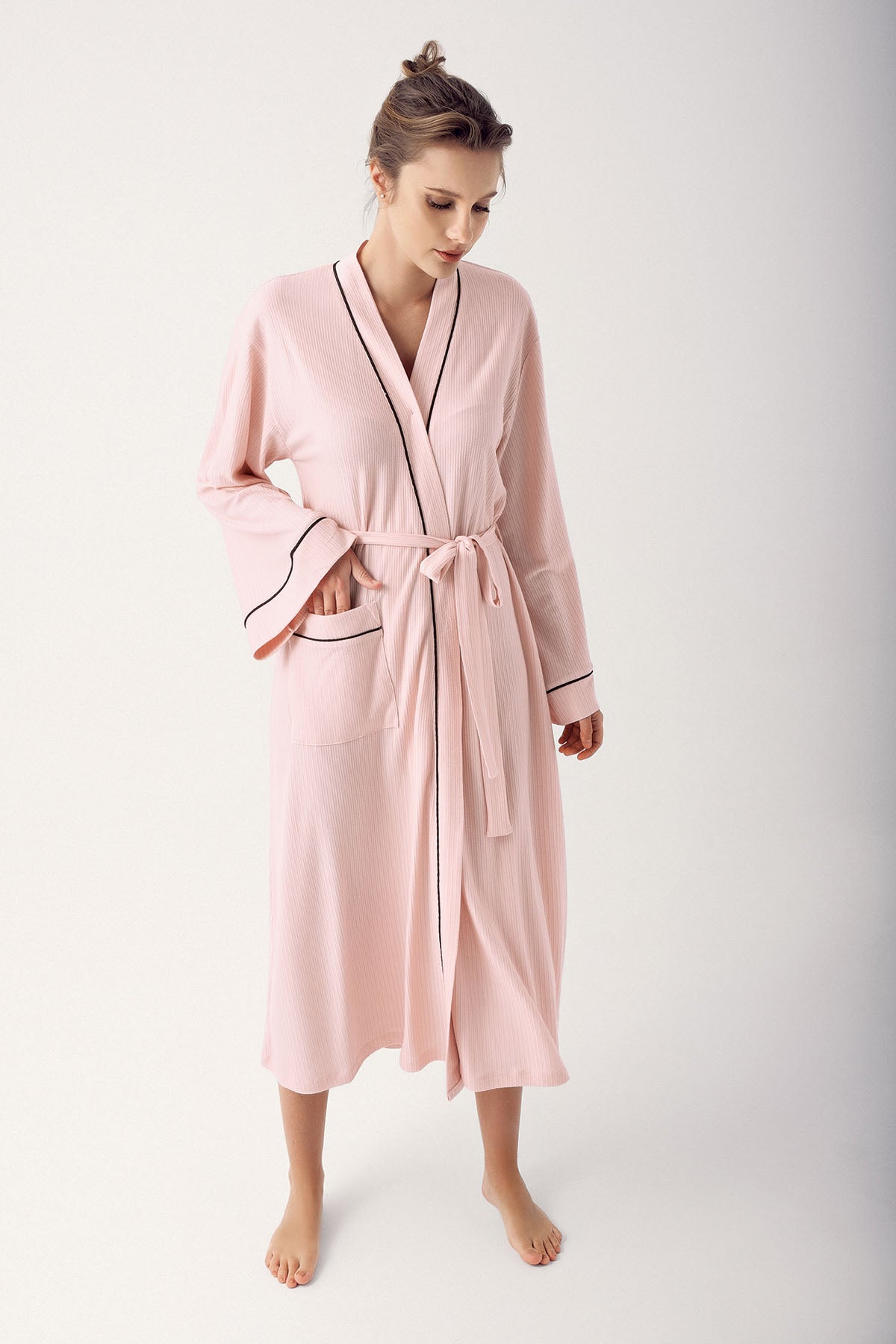 Striped Maternity Robe Pink - 14502