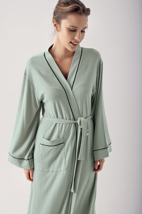 Striped Maternity Robe Green - 14502