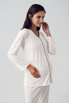 Double Breast Feeding Maternity & Nursing Pajamas Ecru - 15207