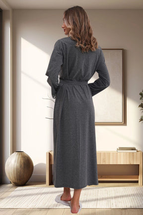 Lace Sleeve Maternity Robe Charcoal - 1543