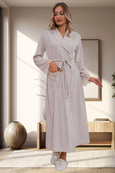 Lace Sleeve Maternity Robe Mink - 1543