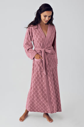 Terry Jacquard Maternity & Nursing Nightgown With Robe Dried Rose - 500101