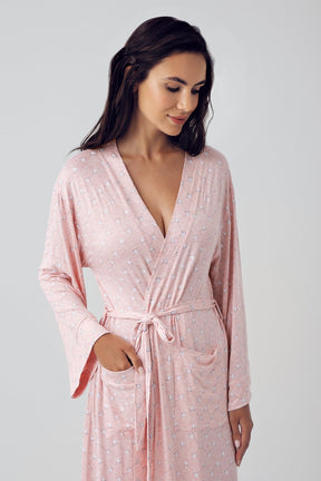 Polka Dot Maternity Robe Powder - 15502