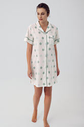 Polka Dot Maternity & Nursing Nightgown Green - 16100