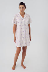 Polka Dot Maternity & Nursing Nightgown Lilac - 16100