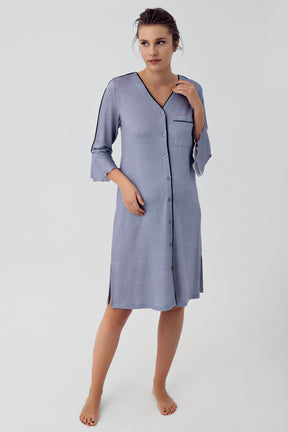 Strip Maternity & Nursing Nightgown Indigo - 16107