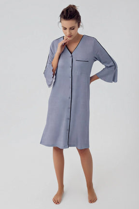 Strip Maternity & Nursing Nightgown Indigo - 16107