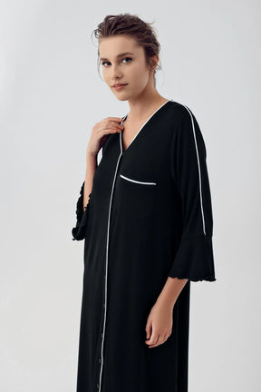 Strip Maternity & Nursing Nightgown Black - 16107