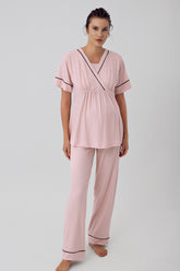 Double Breasted Maternity & Nursing Pajamas Pink - 16202
