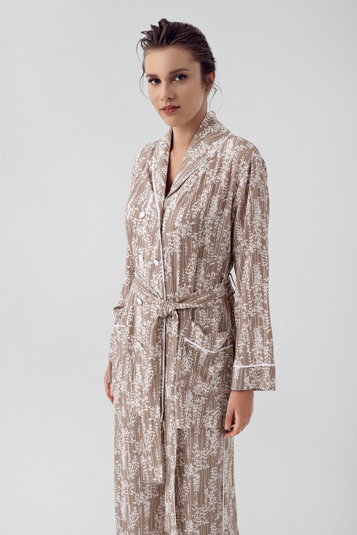 Woven Kimono Maternity & Nursing Pajamas Beige - 16205