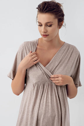 Flywheel Arm Double Breasted 4 Pieces Maternity & Nursing Set Beige - 409209