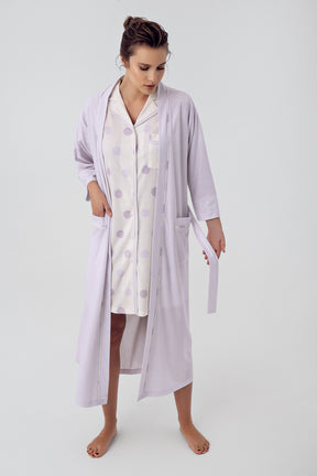 Polka Dot Maternity & Nursing Nightgown With Robe Lilac - 16410