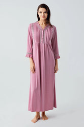 Lace Detailed Plus Size Maternity & Nursing Nightgown Dried Rose - 17110